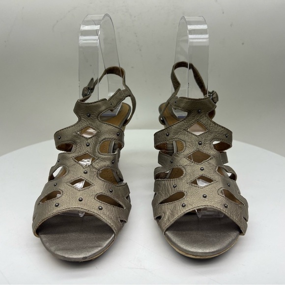 Clarks Artisan Wedge Sandals Fiddle String Espadrille Leather Neutral Tan Summer - Picture 6 of 16